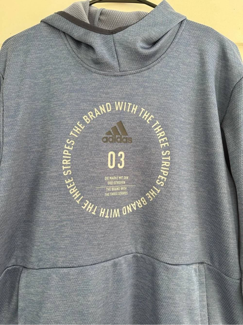 adidas Men's Heather Blue Pullover Hoodie with Chest Graphic